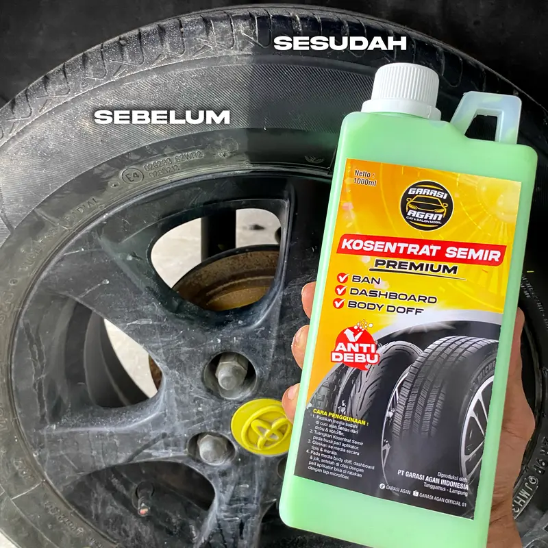 1 liter KOSENTRAT SEMIR bonus APLIKATOR / Semir ban / Semir dashboar / semir body doff Car semir Karet salon mobil aero indonesia kit penghitam motor 4