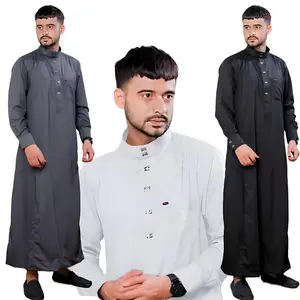 JUBAH PRIA REMAJA TANGAN MANSET NABAWI GAMIS MUSLIM DEWASA JUBAH SAUDI KANCING SNAP IMPORT Katun Panjang Motif Elegan Slimfit Mewah