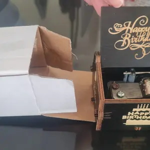 ￼Kotak Musik Ulang Tahun Kayu Wooden Music Box Vintage Diputar Manual Kotak Musik Happy Birthday Kotak Musik Mini