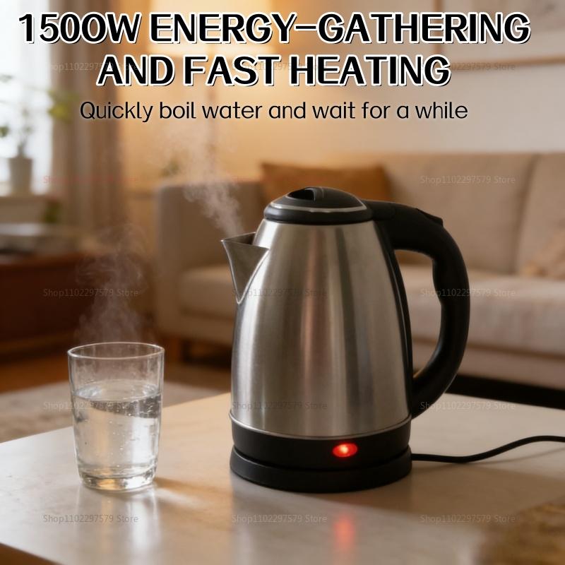 Ấm siêu tốc 2,0 L bằng thép không gỉ, đun sôi nhanh, nhỏ gọn, tiện mang theo, dùng cho gia đình, khách sạn và văn phòng, ấm điện thông minh