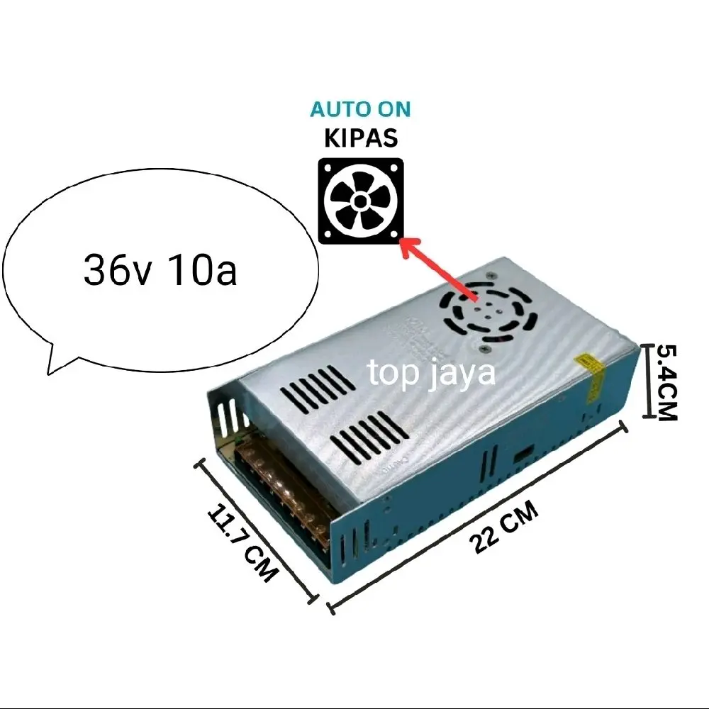 80a Power Supply 36V 10A / PSU 36V 20A Switching Power Adaptor 36Volt 10 Ampere| 36Volt 20A Ampere Adapter dengan Input Tegangan Luas AC 110/240v 50/60Hz dan Casing Pengaman - Laptop