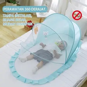 siap kirim - momwell kelambu bayi lipat & portabel anti nyamuk bpa free desain praktis ringan cocok untuk rumah perjalanan dan liburan