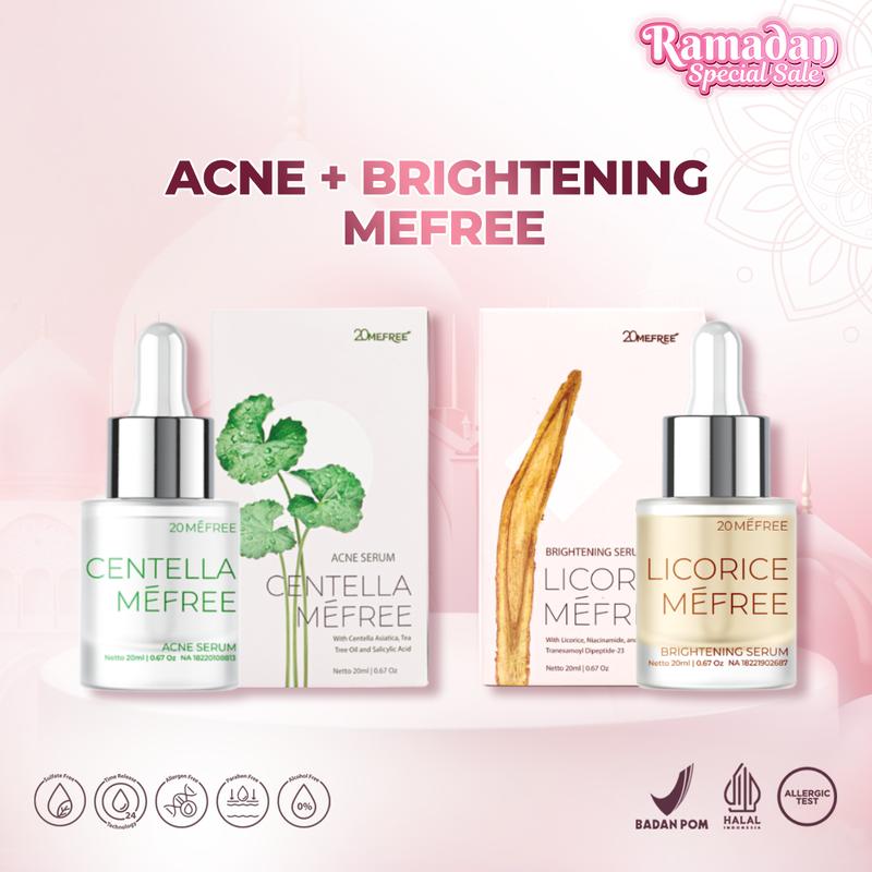 Glow & Clear Layering -  Licorice Mefree +  Centella Mefree (Brightening Serum +  Acne Serum) - Mencerahkan sekaligus mengurangi jerawat, minyak berlebih, komedo dan chicken skin 2