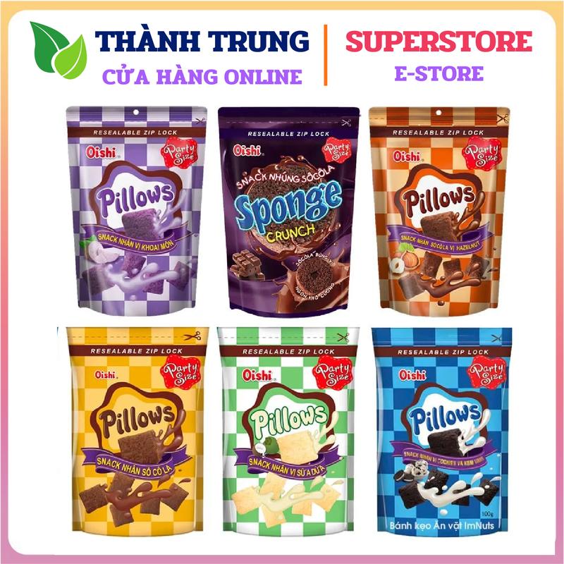  KOL COMBO 3-6 Bánh Snack nhân kem Pillows Oishi 80g bánh gối nhân kem thơm mịn ngọt ngào 
