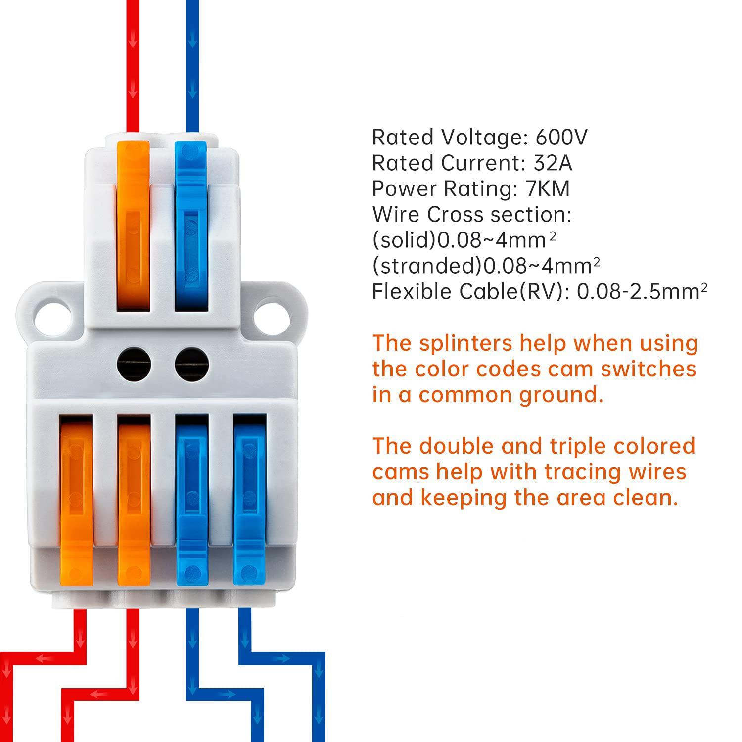 CASTA Terminal Sambungan Kabel Listrik Quick Connector 32A dengan Tuas PA66 ABS Tahan Panas Flame Retardant Konektor Cepat Serabut Kawat 0.5-4mm² Pilihan 1 In 1 Out 2 In 2 Out 2 In 4 Out Aman Tahan Lama Rumah CASTA Terminal Sambungan Kabel Listrik Quick Connector 32A dengan Tuas PA66 ABS Tahan Panas Flame Retardant Konektor Cepat Serabut Kawat 0.5-4mm² Pilihan 1 In 1 Out 2 In 2 Out 2 In 4 Out Aman Tahan Lama Rumah