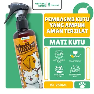 Holycatlabs Spray Herbal Kutu Kucing & Anjing Aman terjilat Bulu Lembut Halus 100% Bahan Alami