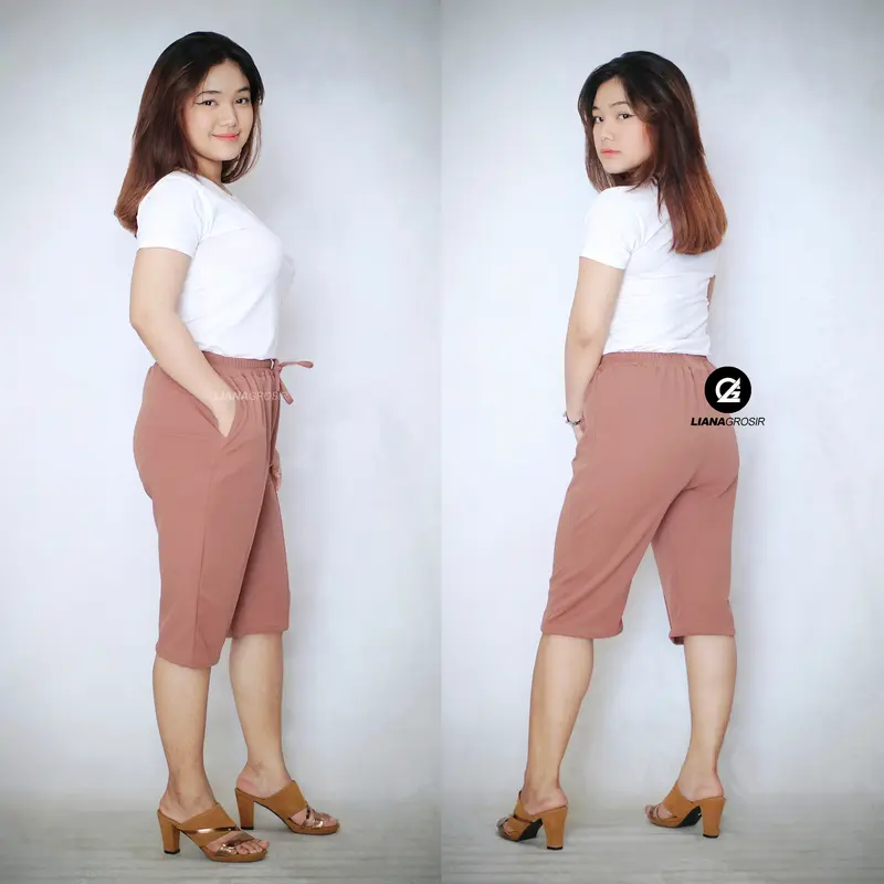 ( PAKET 5 PCS ) Celana Pendek Wanita Luna Pant 7/8 Bawah Lutut Santai Casual 1