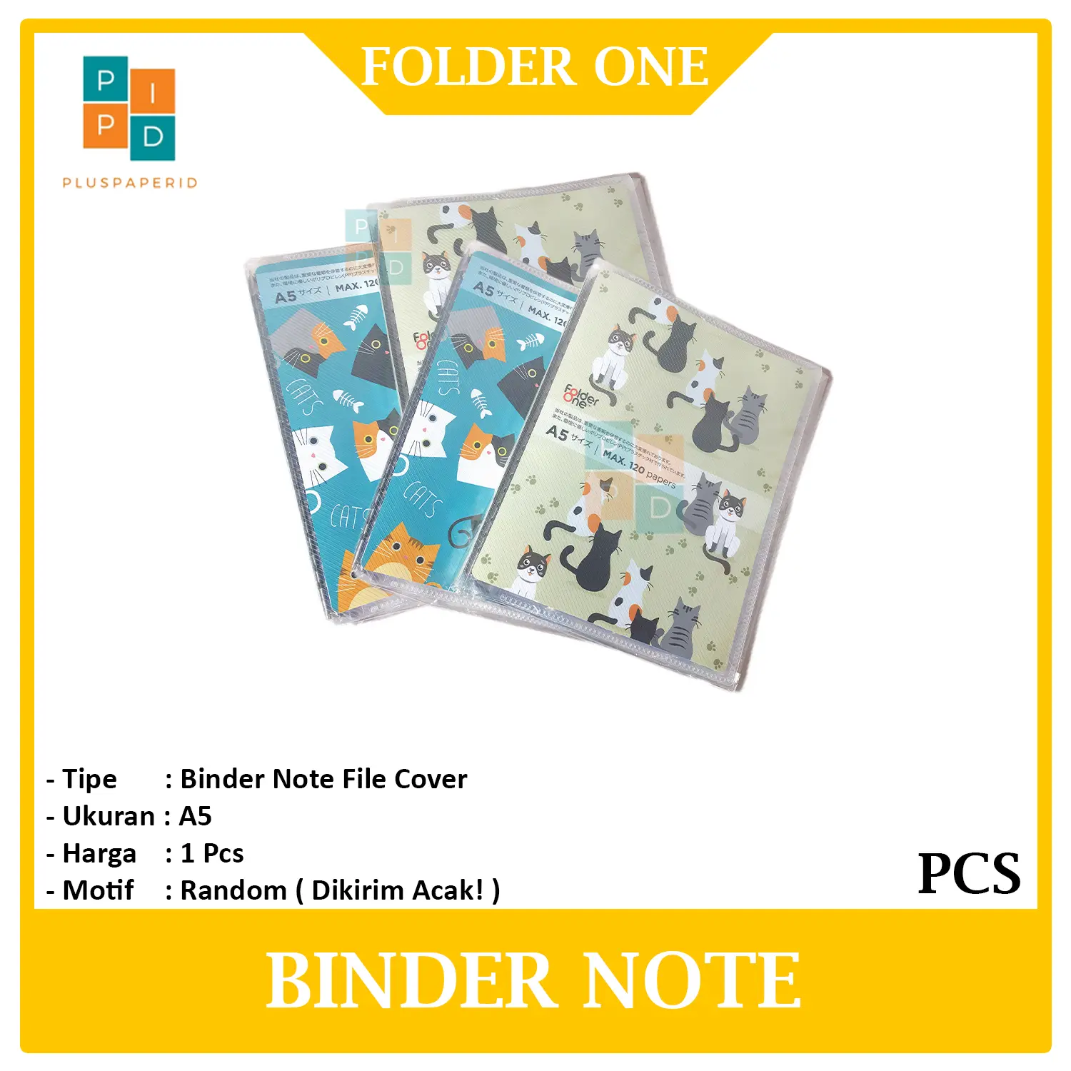 FOLDER ONE - Binder Note A5 20 Ring Animals Random - PCS