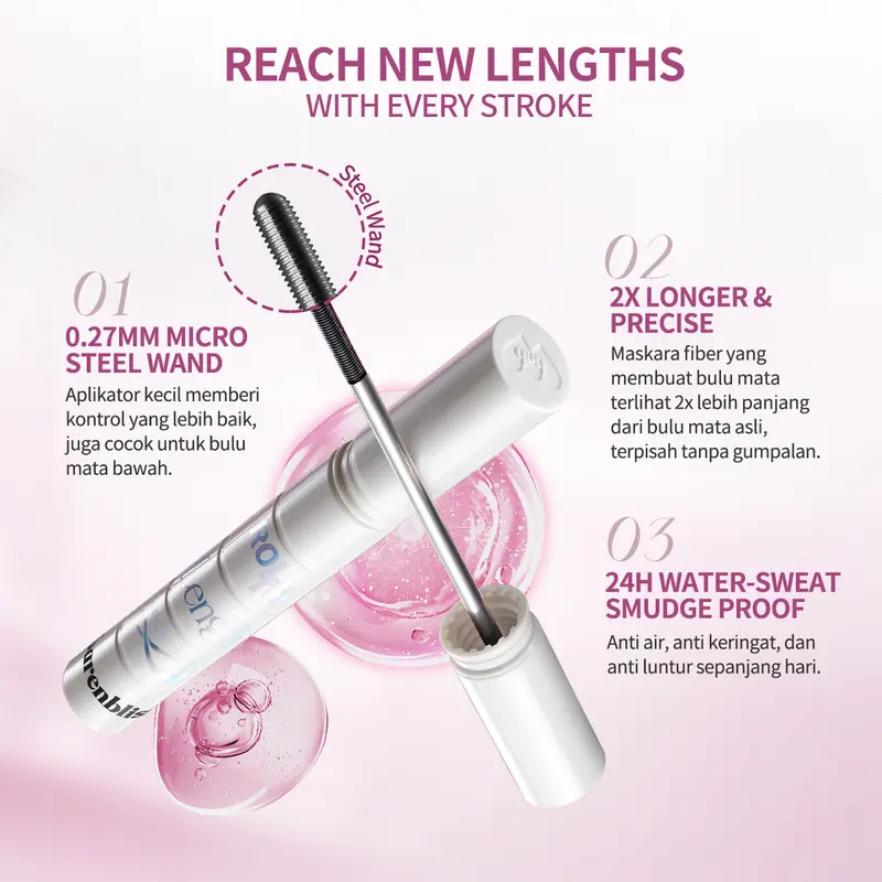 【MUST HAVE】BNB barenbliss Roll to Length Steel Mascara | Iron Mascara, Waterproof, Sweatproof & Smudgeproof, Maskara 24 Jam Panjang & Lentik, Tanpa Gumpal, dengan Vitamin E 2