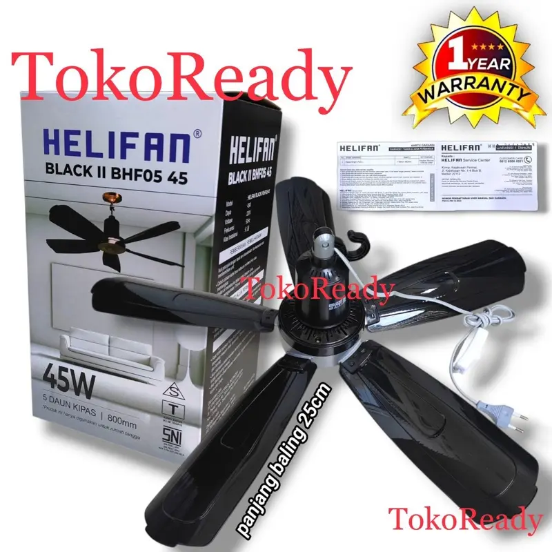 Helifan Black 2 Kipas Angin Gantung 45watt / 45 W Generasi Baru Dari Arashi