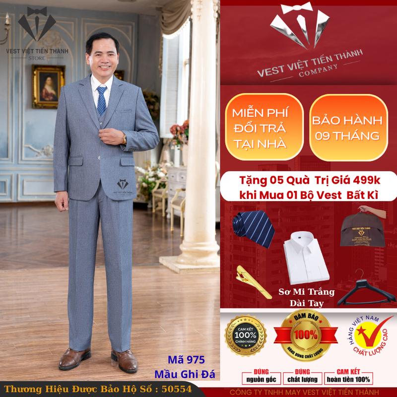  Bộ Vest Nam Trung Niên Chất Liệu Tuýt Vest Viêt Tiến Thành  Tặng Kèm Áo Sơ Mi Trắng Cà Vạt Kẹp Cavat Móc Cheo Chuyên Dụng Túi Đựng Vest 