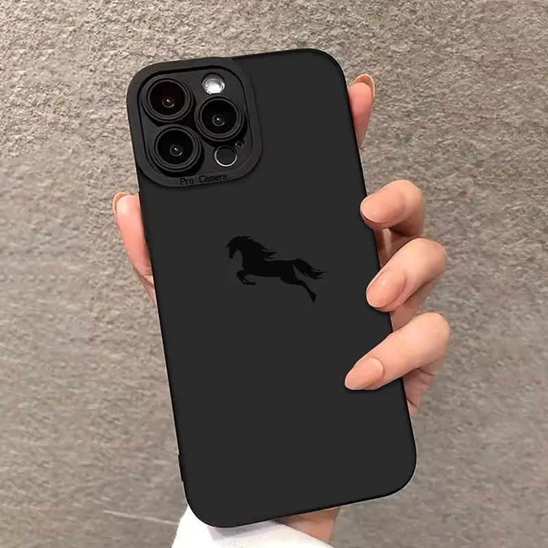 Ốp Điện Thoại, Ngựa Đen, Tương Thích Với iPhone 16 Pro / 15 / 14 / 13 / 12 / 11 Pro Max / XS Max, Chống Sốc, 6 / 7 / 8Plus, Thiết Kế Đơn Giản, Ốp Bảo Vệ, Thích Hợp Cho iPhone 12 / 13MINI