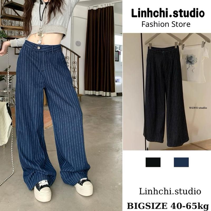 Quần giả bò [mã 0013] dáng suông cạp cao lưng cao tôn dáng_Linhchi.studio