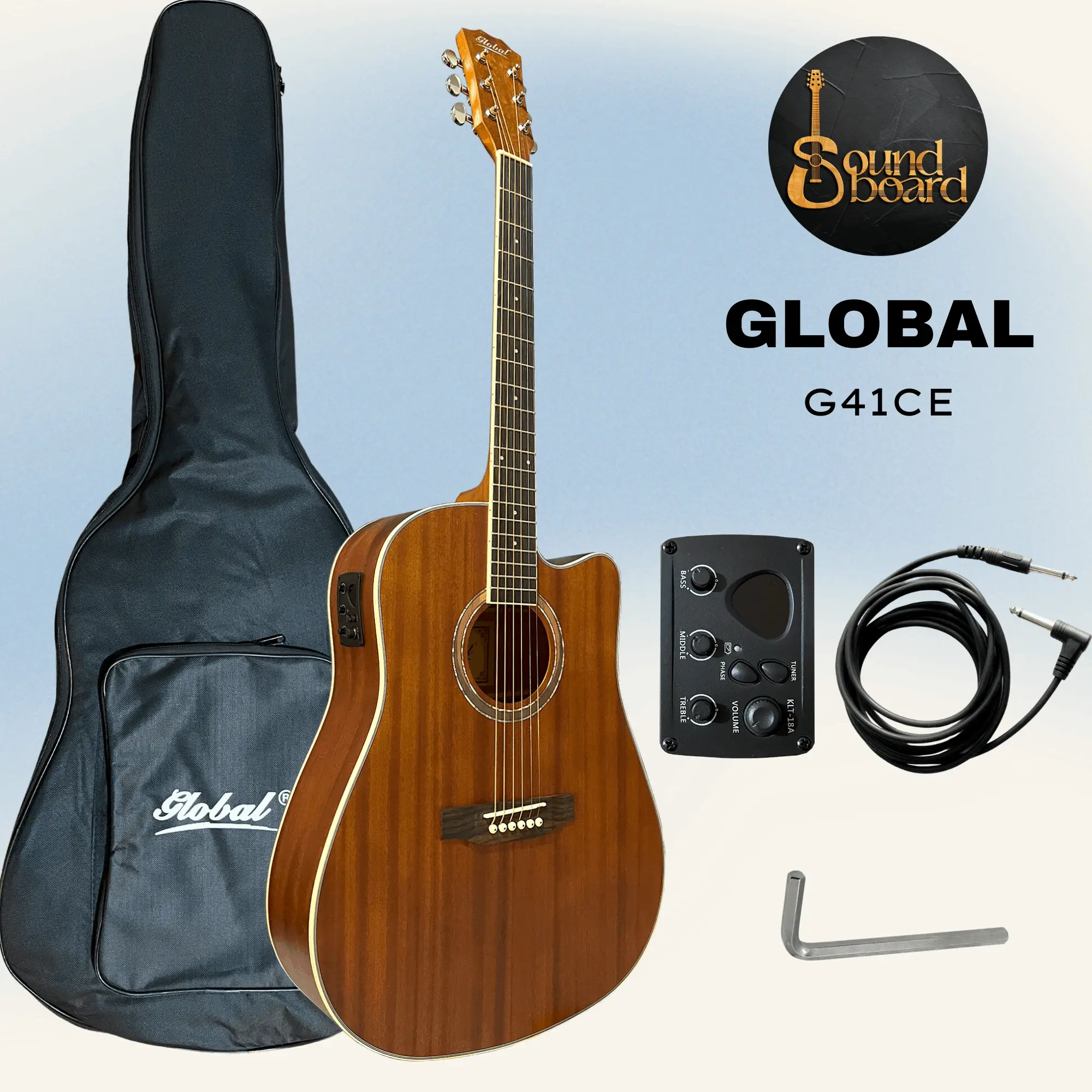 Pulse GS41CEQ | Global G41CEQ Mahogany Acoustic Electric Guitar with Full Setup
