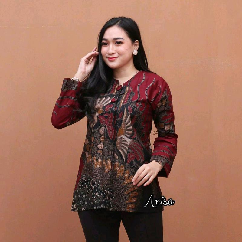 Atasan Batik wanita Jumbo Ukuran XXL XXXL 4L 5L Lengan Panjang Terbaru 4