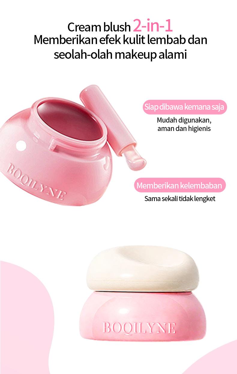 BOQILYNE 2-in-1 Lip & Cheek Gel! Sapuan Mudah, Warna Glow – Tahan Lama Anti Lengket	 Bibir Kosmetik Lipstik