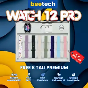 Beetech Smartwatch 12 Pro Original Gen Tertinggi Free 8 Tali Support iOS dan Android DILENGKAPI Fitur olahraga & Kesehatan Notifikasi Sosial Media ANGKAT TELFON DENGAN SENSOR GERAK - JNR