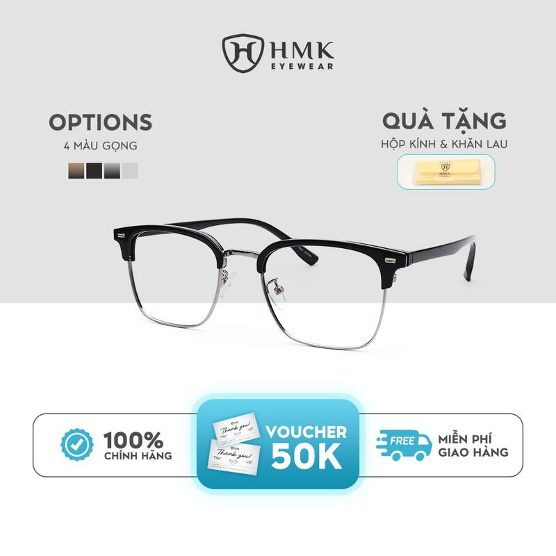 Gọng Kính Cận Nửa Viền HMK Eyewear Thời Trang Unisex Nam Nữ Kim Loại Hạn Chế Rỉ Sét Nhiều Màu Trendy - NV88012