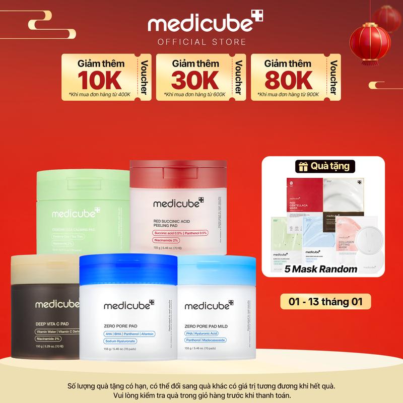  SET 5 TONER PAD  Zero Pore Pad+ Zero Pad Mild+ Succinic Pad+ Vita C Pad + Exosome Cica Pad  150g 70 miếng 