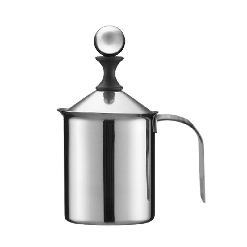 Product Introduction of 400/800ML Stainless Steel Milk Frother Double Mesh Milk Frother for Cappuccino Latte Milk Jugs Manual Coffeeware Kitchen Gadgets 23