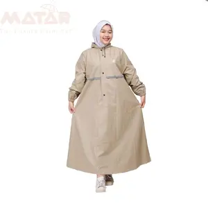 MATAR Jas Hujan Wanita Dewasa Jas Hujan Gamis Syar'i Muslimah Bahan PVC Tebal Elatis Anti Rembes Syari Pria