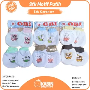 6Pcs/12 Pcs STK Sarung Tangan dan Kaki Bayi Motif Karakter Putih