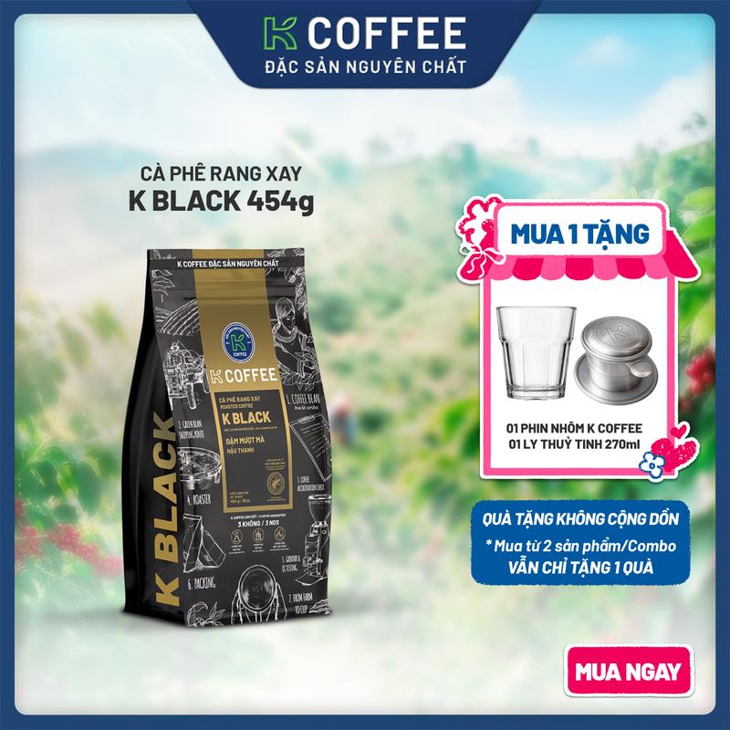 Cà Phê Rang Xay/Hạt Nguyên Chất K Black 454g - Thương Hiệu K COFFEE