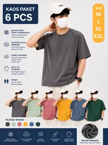 HANESA FASHION kaos Paket 6 PCS 100krb Kaos  Polos 24s 200gsm Soft Handfeel COD free ongkir KAOS PAKET 6 PCS