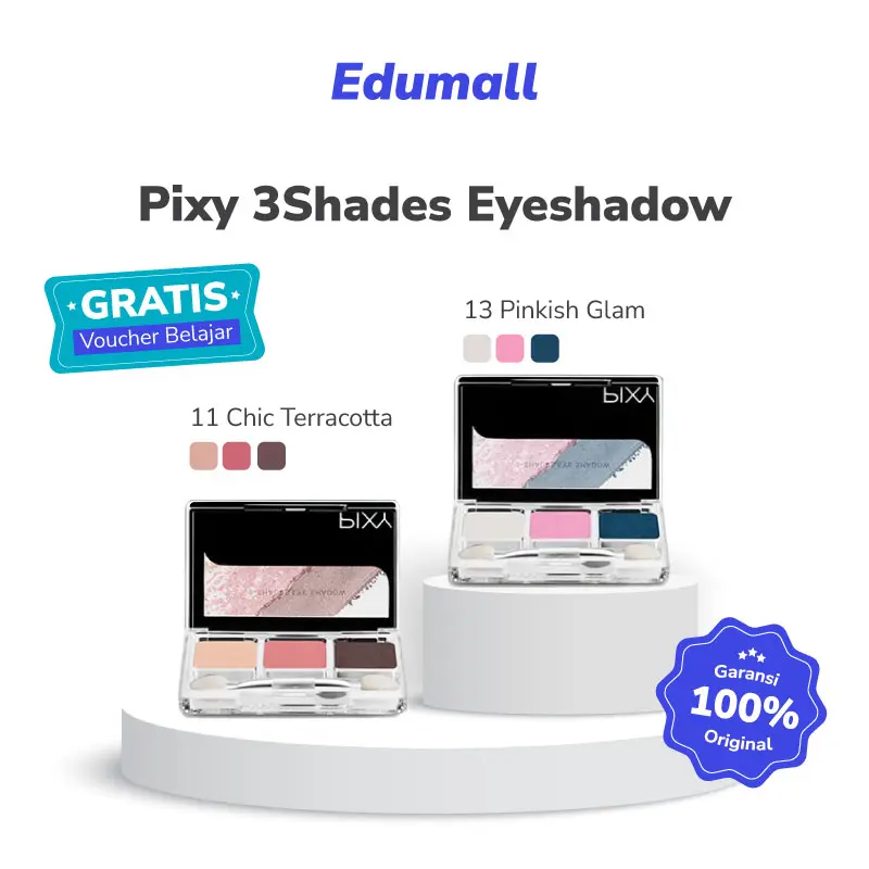 PIXY 3SHADES EYESHADOW CHIC PINKISH GREEN Kosmetik Pewarna Kelopak Mata Edumall