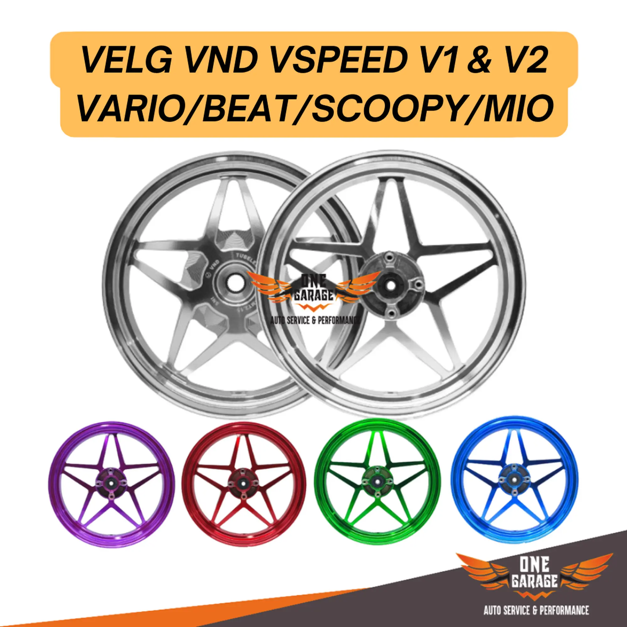 Velg VND V Speed V1 V2 Vario Beat Scoopy Spacy Genio 185x14 & 215x14 Accessories Aksesoris Ban Baut Motorcycle Mesin