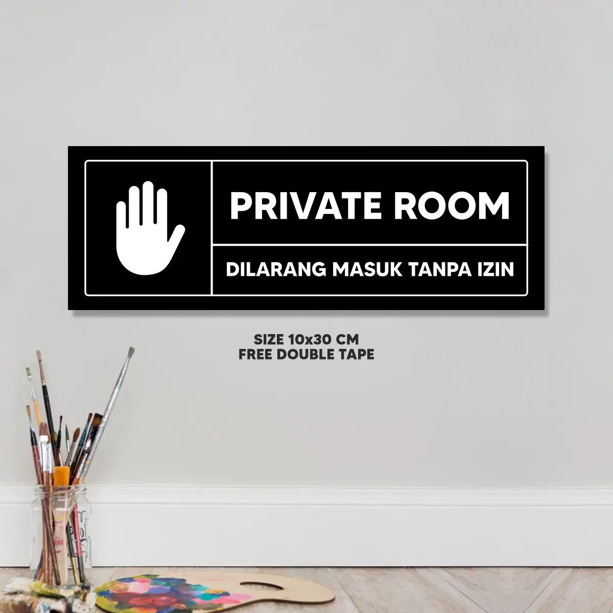 Decorin - Hiasan Pintu Privat Room Ukuran 10x30 Cm Include Doube Tape & Frame Tebal 6mm