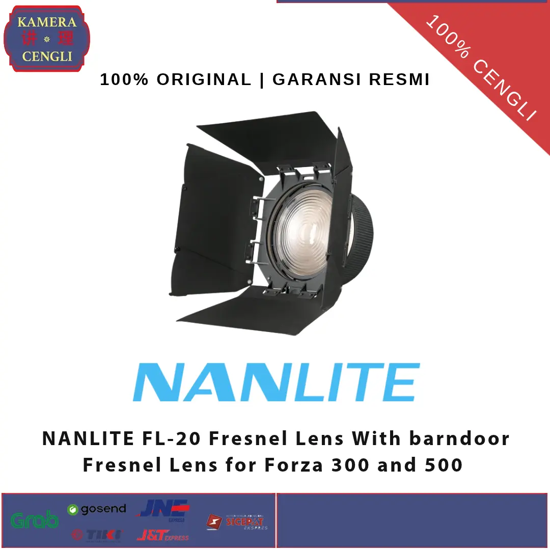 NANLITE FL-20 Fresnel Lens With barndoor Fresnel Lens for Forza 300 and 500 GARANSI RESMI