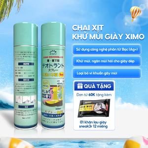 Bình xịt khử mùi hôi chân và làm sạch mùi giày Ximo cao cấp 300ml | Loại bỏ vi khuẩn, ngăn mồ hôi công nghệ bạc AG+ Đường, Nam