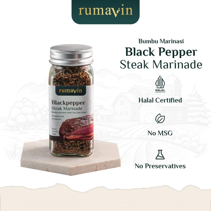 Gambar Rumavin - Bumbu Marinasi Steak Premium (Blackpepper Steak Marinade) No MSG Botol 60gr dari Rumavin Official Store Kab. Tangerang Tokopedia
