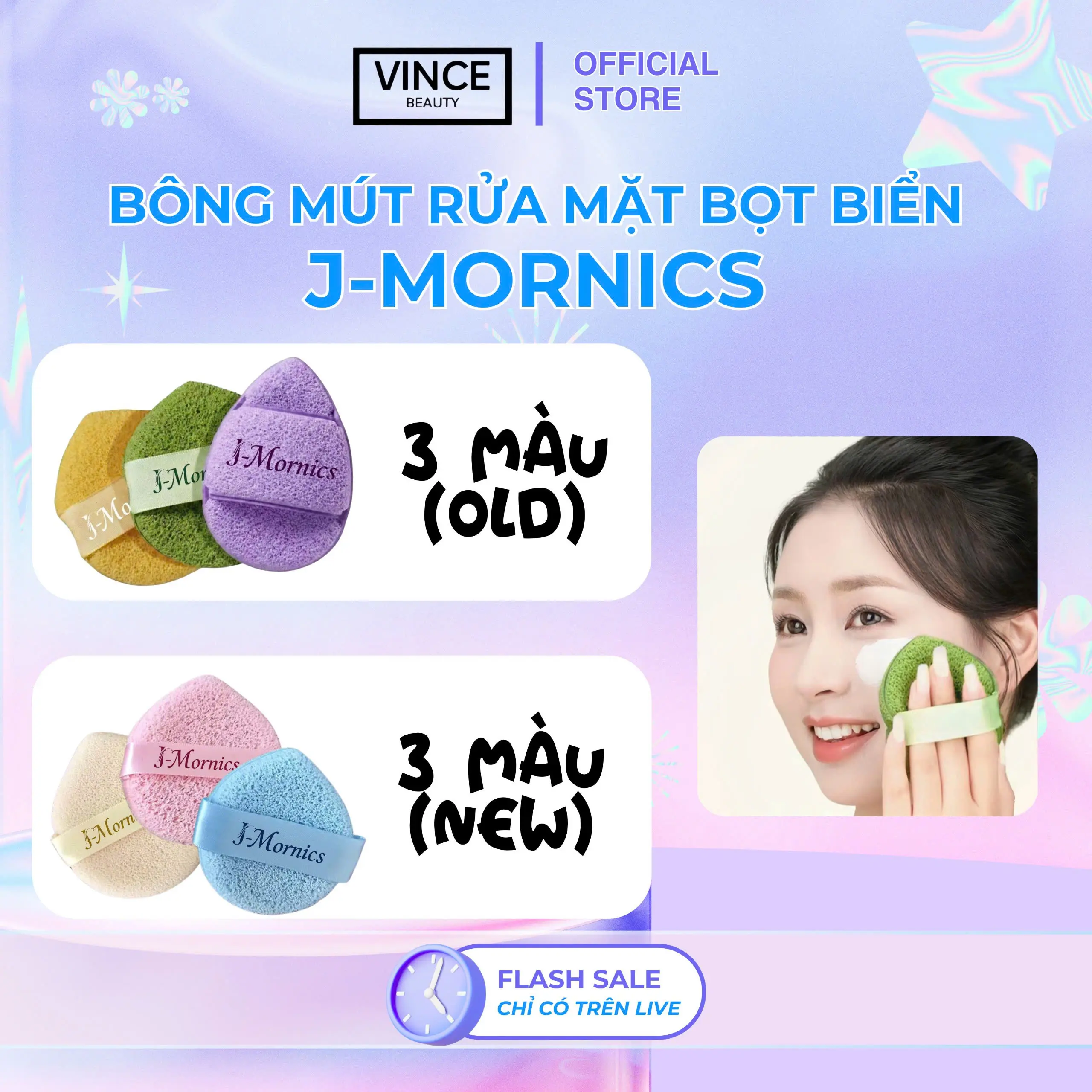 Bông Mút Rửa Mặt Bọt Biển Hình Giọt Nước Vàng Xanh Lá Tím Kích Thước 15mm Làm Sạch Sâu Da Mặt - Vincestore