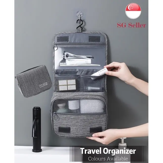 SG Stock Travel Toiletries Hanging Hook Bag NEW VERSION Water Resistant Toiletry Pouch Organizer Upgraded 2022 (2)