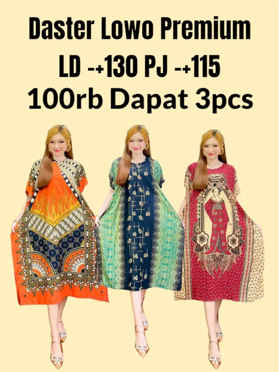3PCS DASTER LOWO JUMBO LD130 MOTIF TERBARU BAHAN Rayon Busui Bumil DASTER KELELAWAR PREMIUM DASTER KALONG