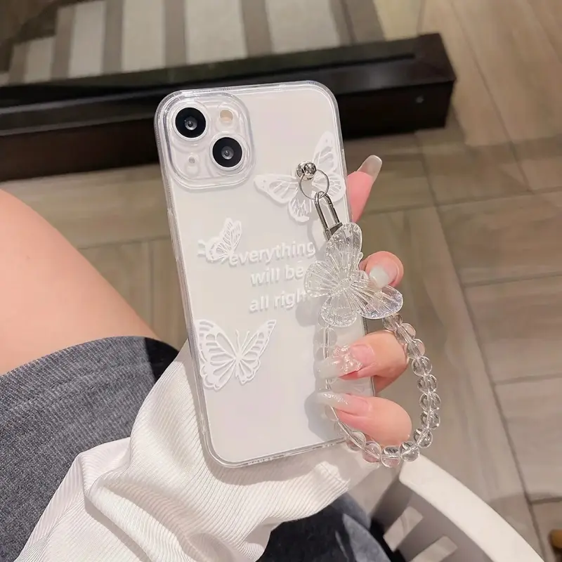SOGGY Case Tali Butterfly for Oppo A60 A79 A18 A38 A58 A78 A98 A17 A17K A16 A16S A16K A16E A15 A15S A57 2022 A77S A74 A95 A76 A36 A96 A1K A3S A5S A12 A7 A11K A5 A9 2020 A53 A53S A54 4G 5G Softcase Casing Manik Gelang Mutiara Kupu-kupu Gantungan 5