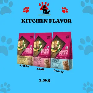 Kitchen Flavor Grain Free 1.5 KG /KF Beauty 1.5kg/KF Kitten 1.5kg/KF Adult 1.5kg/KF Makanan kucing/1.5kg