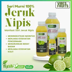 Sari Nipis Murni Vibes Fruit / Sari Jeruk Nipis Perasan Jeruk Nipis Murni Tanpa Campuran / Pure Lime Juice