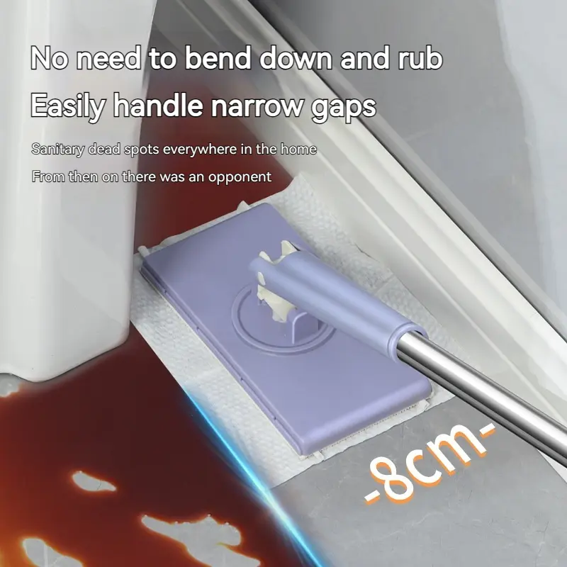 Adjustable self-clamping Lazy little mop Household bathroom kitchen automatically non-dirty hands Lazy mop with cloth flat face towel mop
