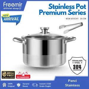 [Exclusive Susanti.Wjy] freemir Panci Stainless 24 cm SuS 304 Double Bottom Masak Lebih Cepat Multifungsi Dengan Capitan