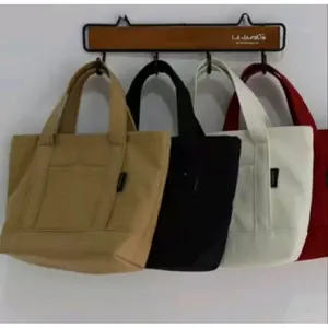 Tote Bag Wanita Totebag kanvas polos mini Tas Bahu Wanita Remaja Kekinian > Warna tas kecil