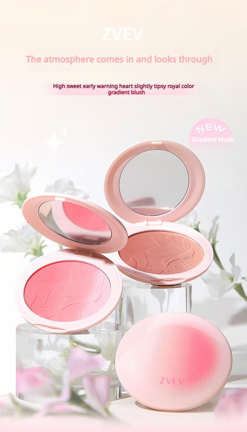 Product Introduction of 【buy 1 get 1 free】ZVEV Gradient powder blusher+brush, low saturation, improve atmosphere, can be used as concealer, 6 colors 0