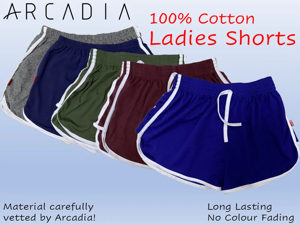 Ladies Casual Shorts 100% Cotton with Elastic Band | Premium Thailand | Athletics/Casual Shorts