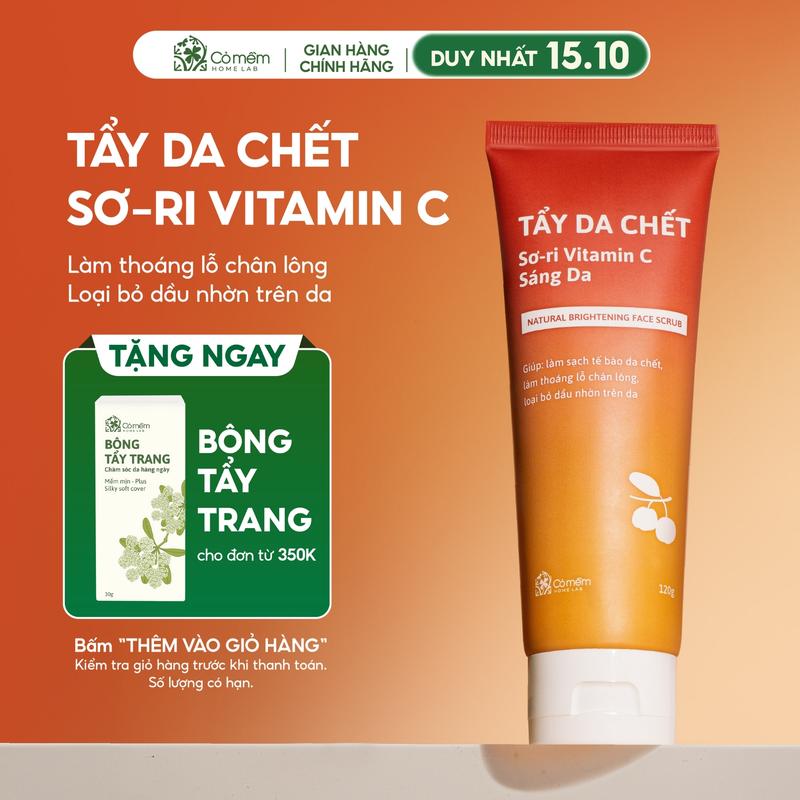 Tẩy Tế Bào Chết Da Mặt Sơ-ri Vitamin C Làm Sạch Da Loại Bỏ Tế Bào Chết Sợi Bã Nhờn Cho Da Mềm Mại Sáng Mịn Cỏ Mềm 120g