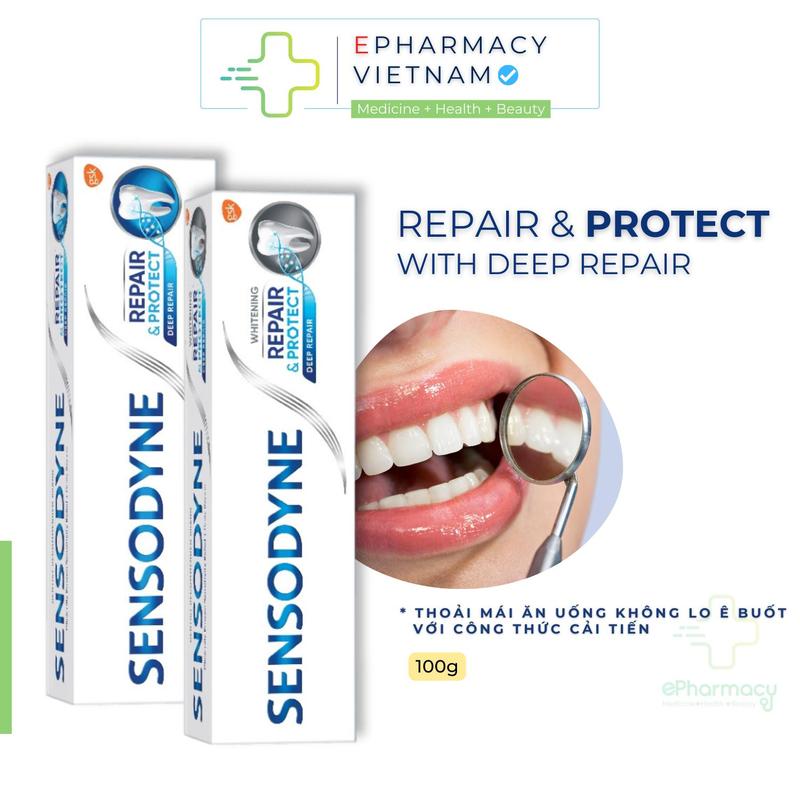 Kem Đánh Răng SENSODYNE Repair & Protect/ Repair & Protect White Bảo Vệ Răng Ê Buốt 100g