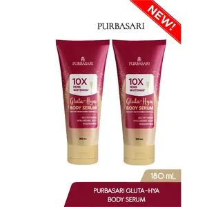 (2pcs) Purbasari Gluta Hya Body Serum 180 ml - 10X Lebih Mencerahkan dengan Glutathione Hyaluronic Acid & Niacinamide Perawatan Arbutin Pencerah Tubuh Lotion Mengencangkan Handbody Memutihkan