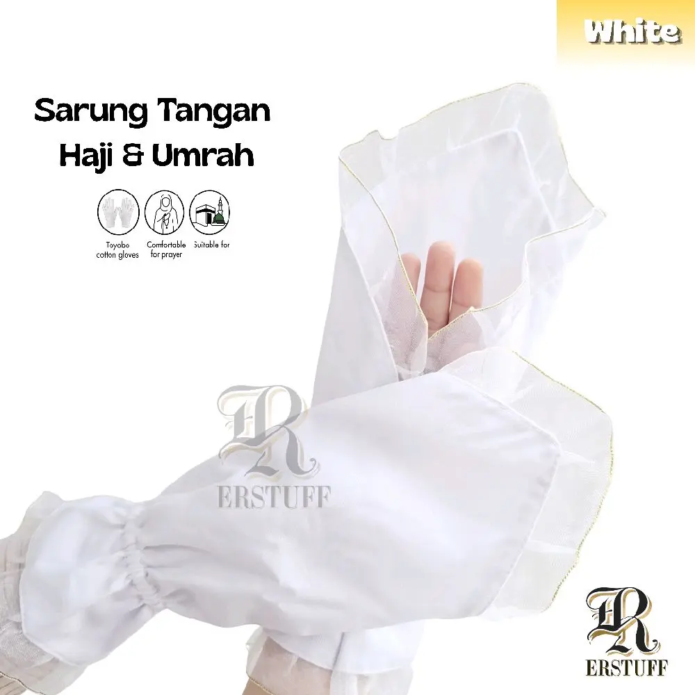 SARUNG TANGAN HAJI DAN UMROH || GLOVES HAJJ UMRAH || TULE ORGANZA LIST GOLD