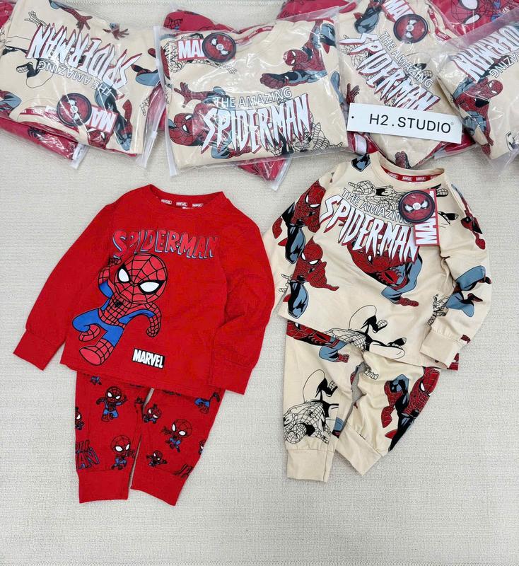 ẢNH THẬT Sét Bộ Quần Áo Thu Đông In 5D Spidermen - Elsa Dành Cho Bé Trai Gái Size 13-40kg Chất Liệu Thun Cotton Mềm Mịn Thoáng Mát Spidermen